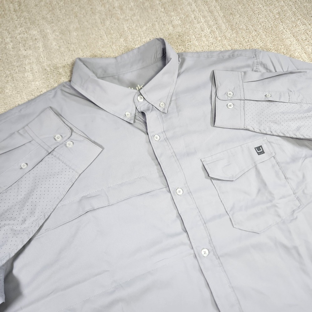 Huk Shirt Men 3XL Tide Point Long Sleeve Button Up Quick Dry Fishing UPF Vented